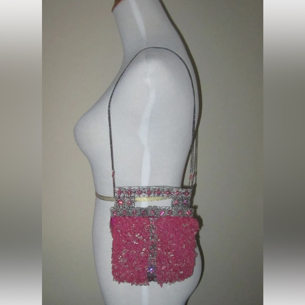 Clara Kasavina pink heavily beaded crystal flapper art deco evening bag purse